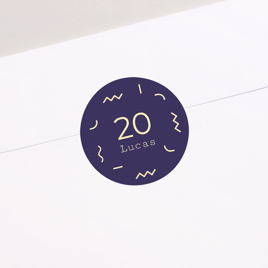 Sticker Anniversaire Adulte Rond Confettis Dorés Pop photo