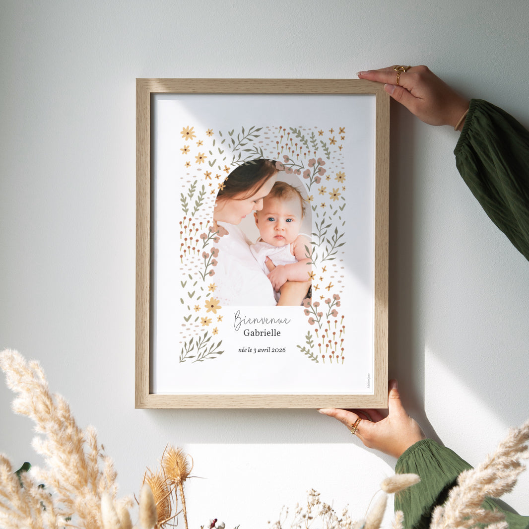 Affiche Naissance Portrait Petites fleurs photo N° 2