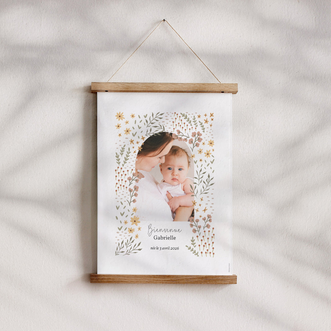 Affiche Naissance Portrait Petites fleurs photo N° 4