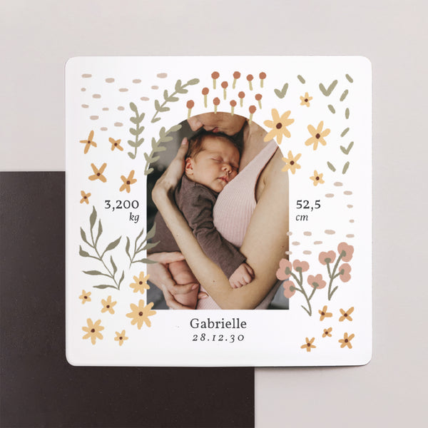 Faire-part Naissance Lot de 9, magnétique Petites fleurs photo