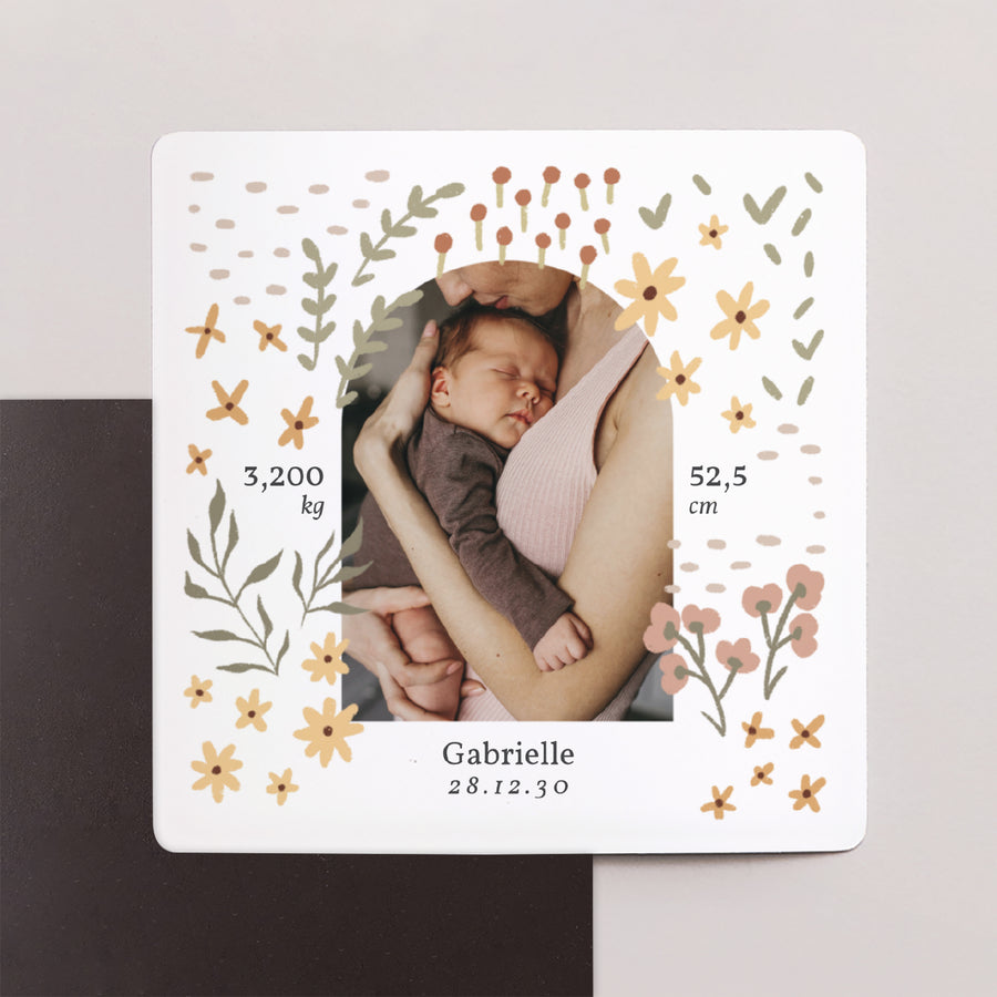 Faire-part Naissance Lot de 9, magnétique Petites fleurs photo