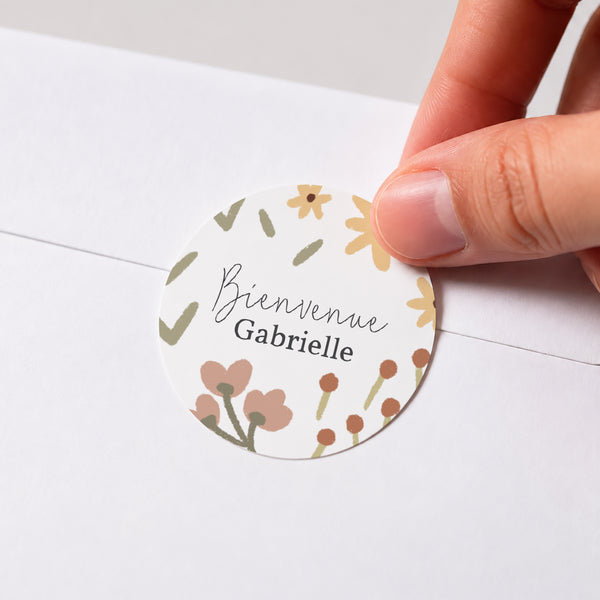 Sticker Naissance Rond Petites fleurs photo