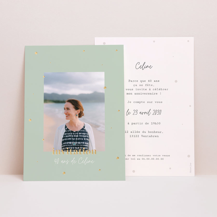 Invitations Anniversaire Adulte Portrait Confettis festifs photo