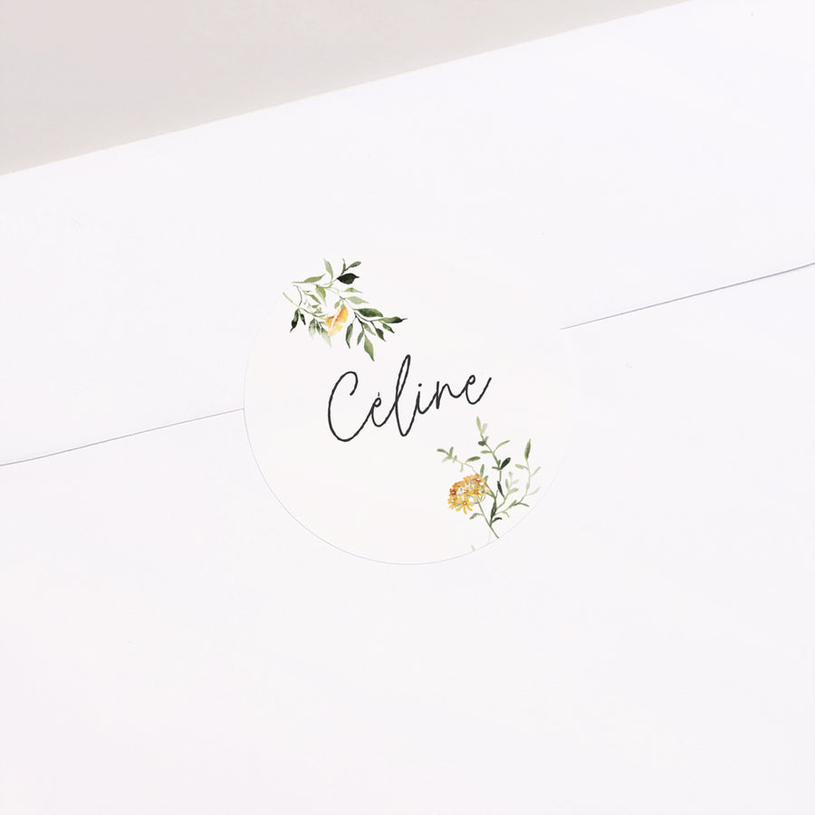 Sticker Anniversaire Adulte Rond Multiphotos floral photo