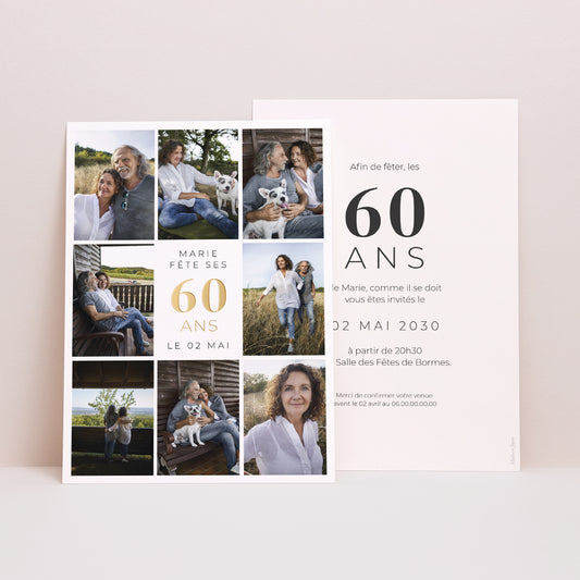 Invitations Anniversaire Adulte Portrait Anniversaire 60 ans photos multiples photo