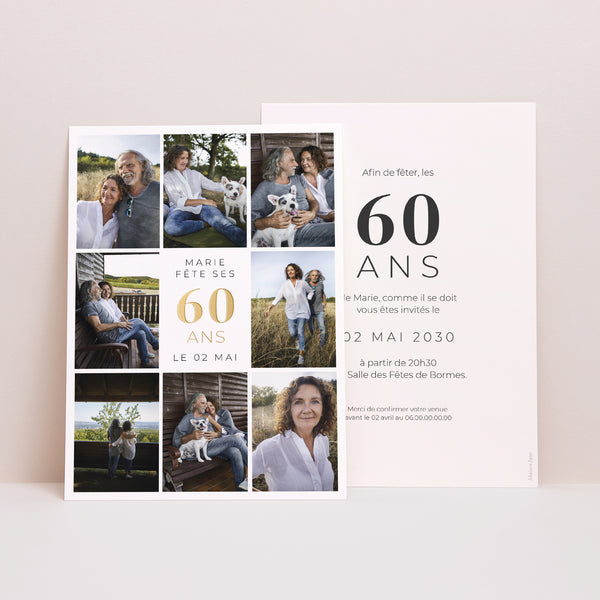 Invitations Anniversaire Adulte Portrait Anniversaire 60 ans photos multiples photo