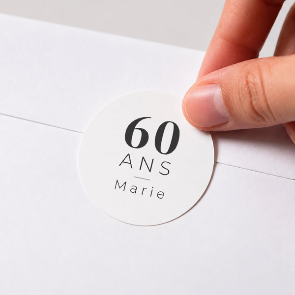 Sticker Anniversaire Adulte Rond Anniversaire 60 ans photos multiples photo