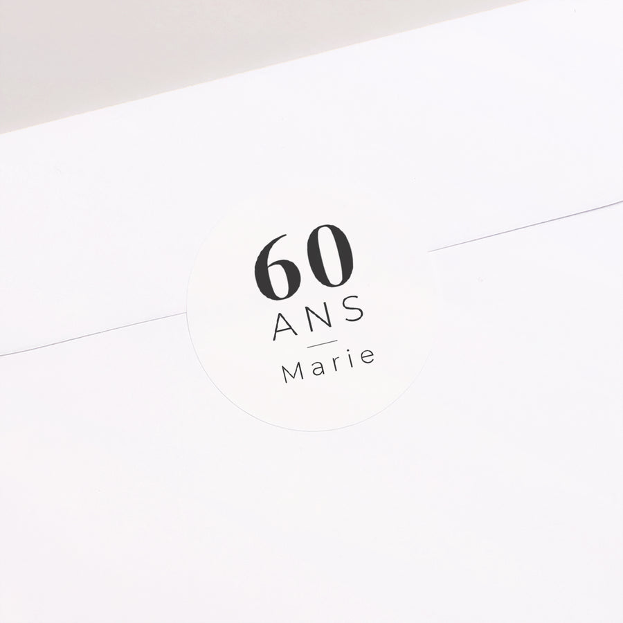 Sticker Anniversaire Adulte Rond Anniversaire 60 ans photos multiples photo