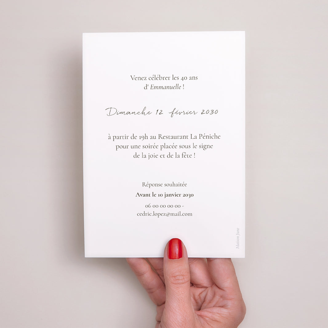 Invitations Anniversaire Adulte Portrait Couronne de fleurs photo N° 3