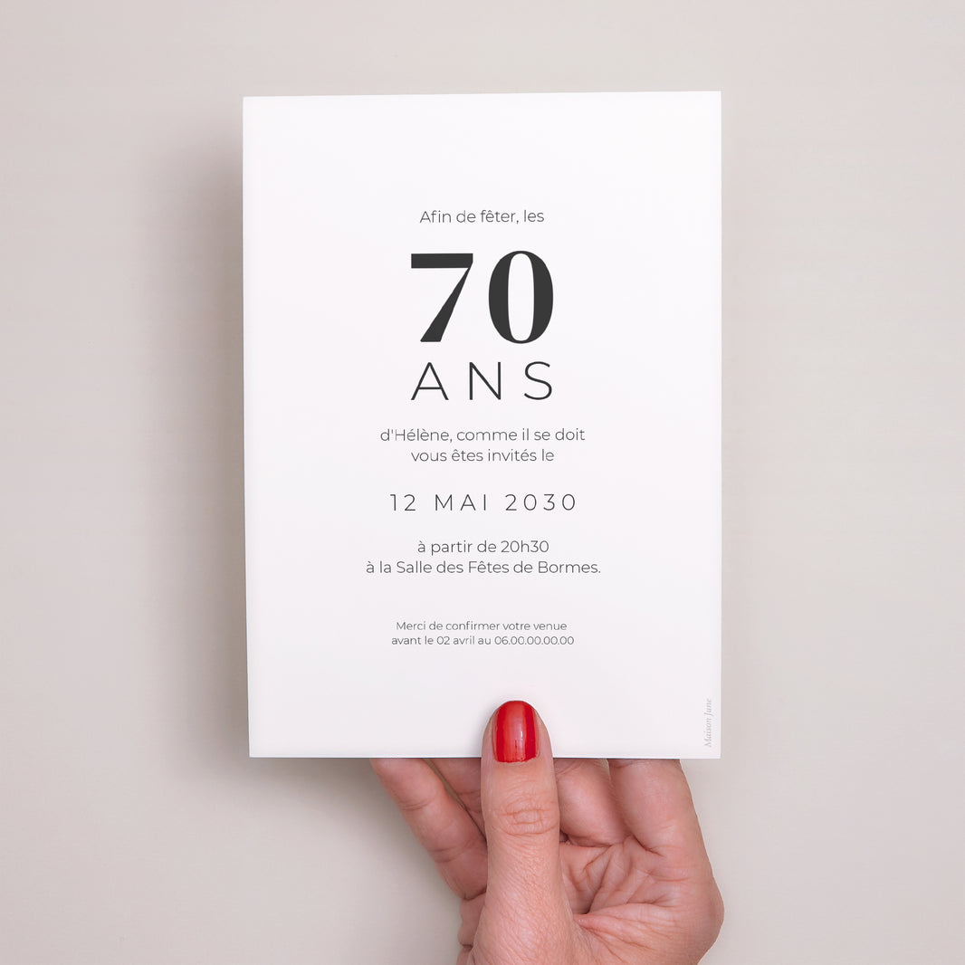 Invitations Anniversaire Adulte Portrait 8 Photos, 70 ans, rectangle recto-verso photo N° 3