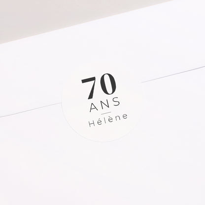 Sticker Anniversaire Adulte Rond 8 Photos, 70 ans, rectangle recto-verso photo N° 1