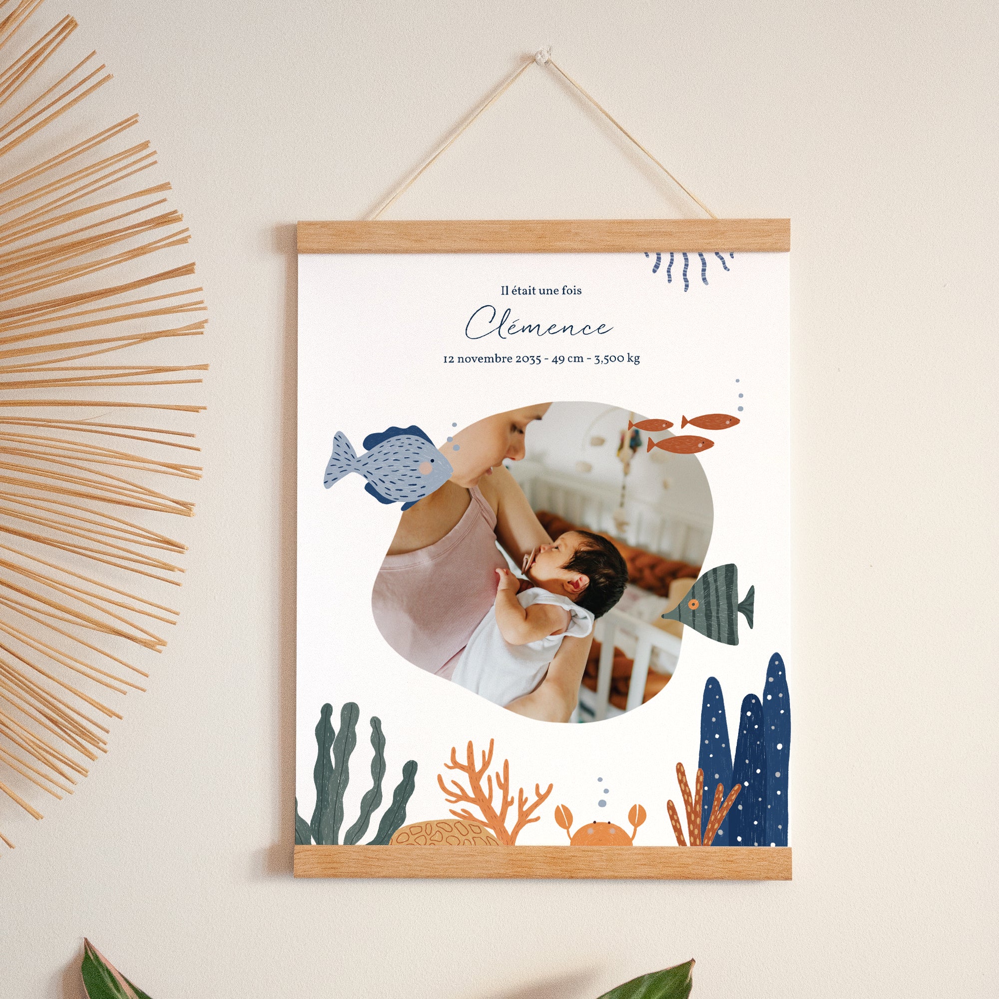 Affiche Naissance Portrait 30 x 40 cm Il était une fois les animaux marins photo N° 1