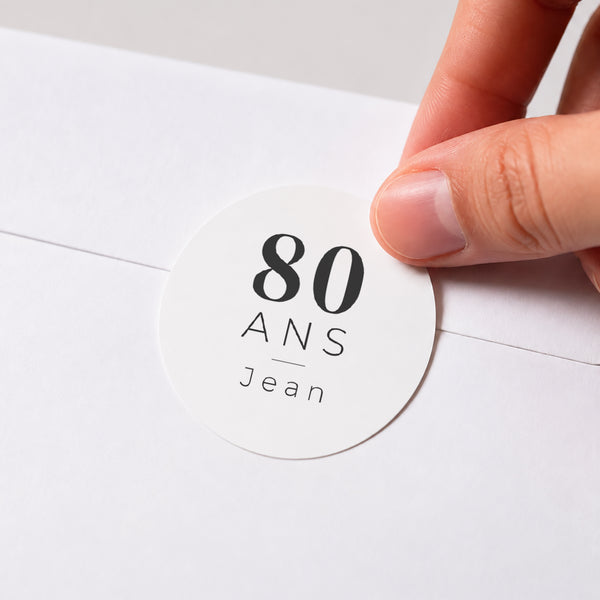 Sticker Anniversaire Adulte Rond Anniversaire 80 ans photo seule photo