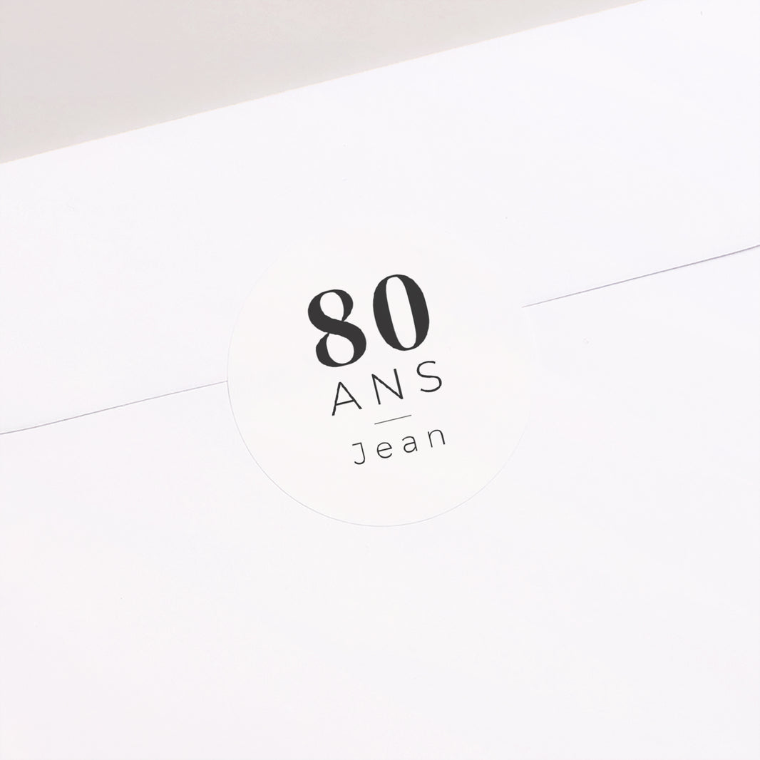 Sticker Anniversaire Adulte Rond Anniversaire 80 ans mixtes photo seule photo N° 1