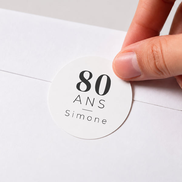 Sticker Anniversaire Adulte Rond 8 Photos, 80 ans photo