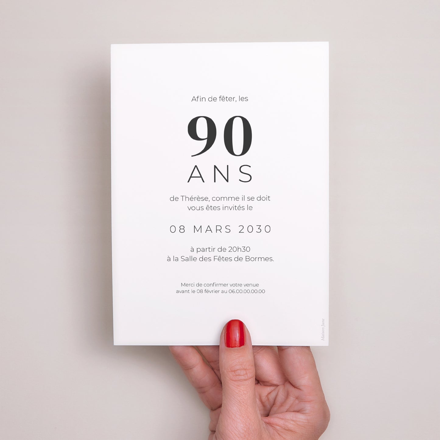 Invitations Anniversaire Adulte Portrait 8 Photos, 90 ans, rectangle recto-verso photo N° 3