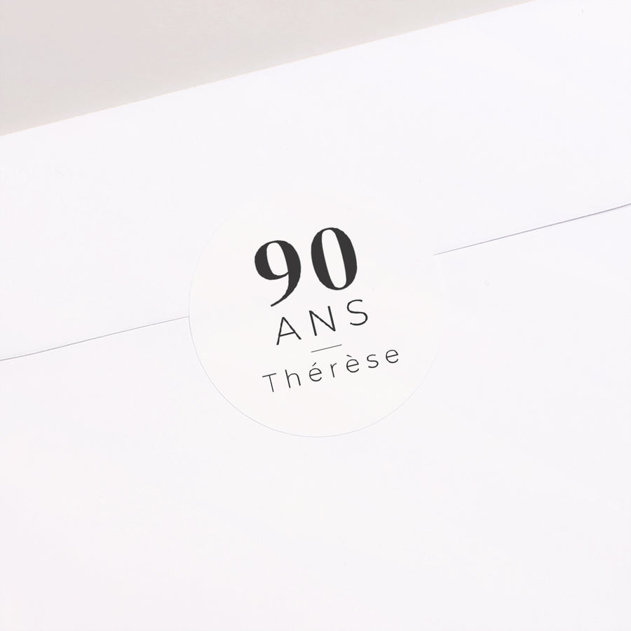 Sticker Anniversaire Adulte Rond 8 Photos, 90 ans photo