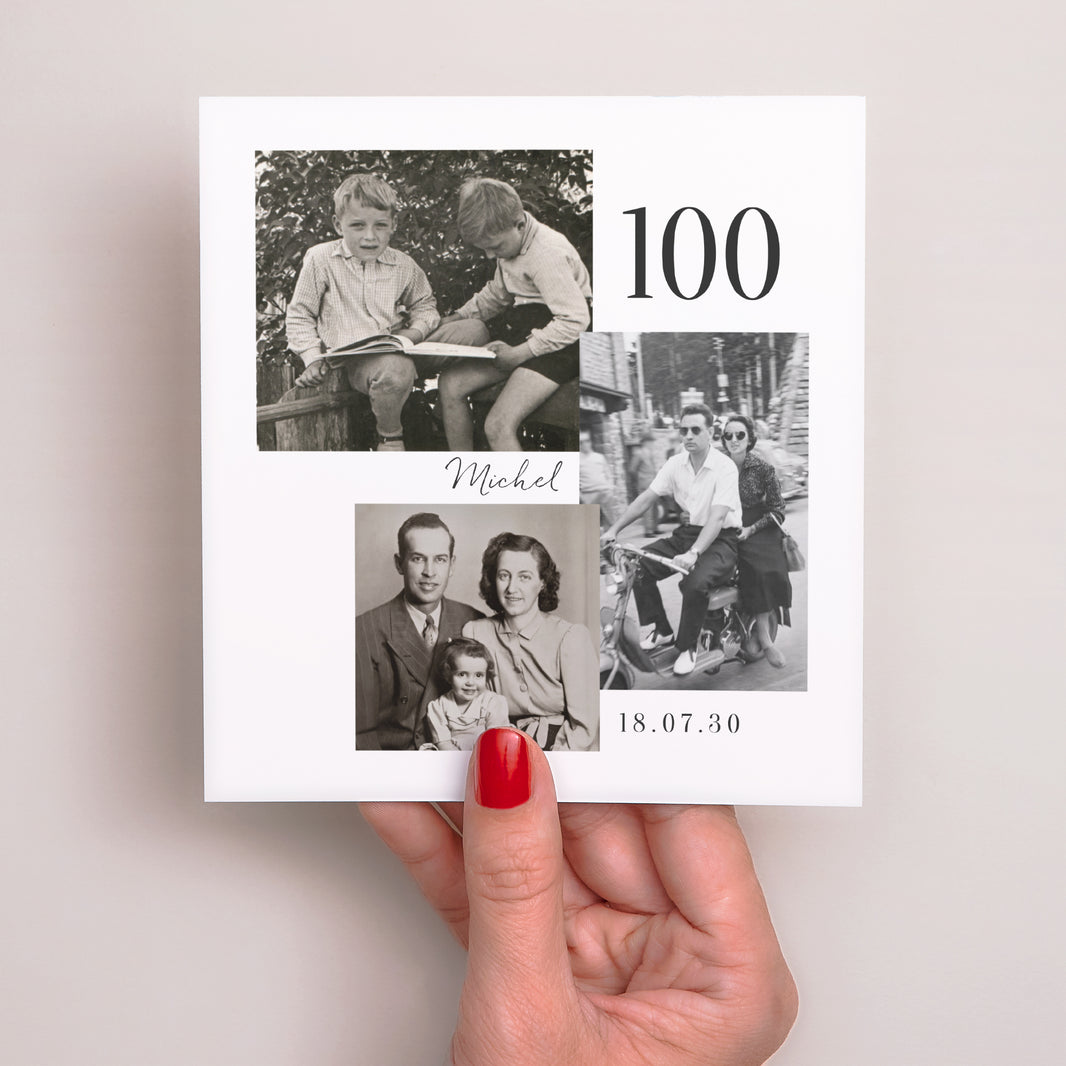 Invitations Anniversaire Adulte Carré Anniversaire 100 ans mixte carré photo photo N° 2