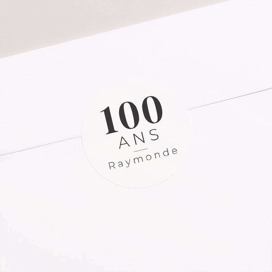 Sticker Anniversaire Adulte Rond 100 ans, siècle, Photo Portrait photo
