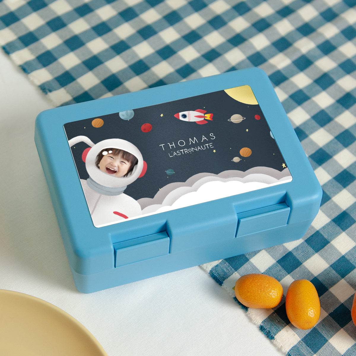 Boite goûter Anniversaire Enfant Bleue Fusée photo N° 2