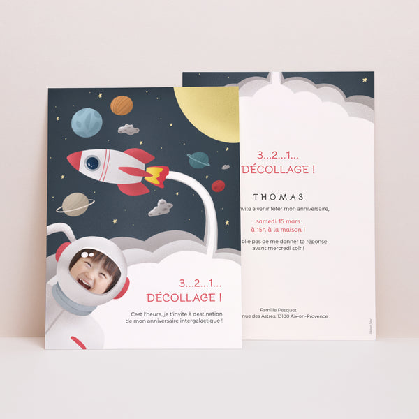 Invitations Anniversaire Enfant Portrait Fusée photo