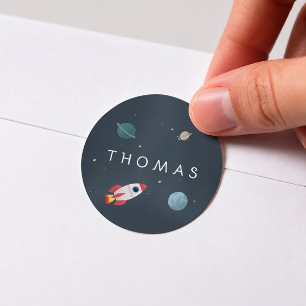 Sticker Anniversaire Enfant Rond Fusée photo