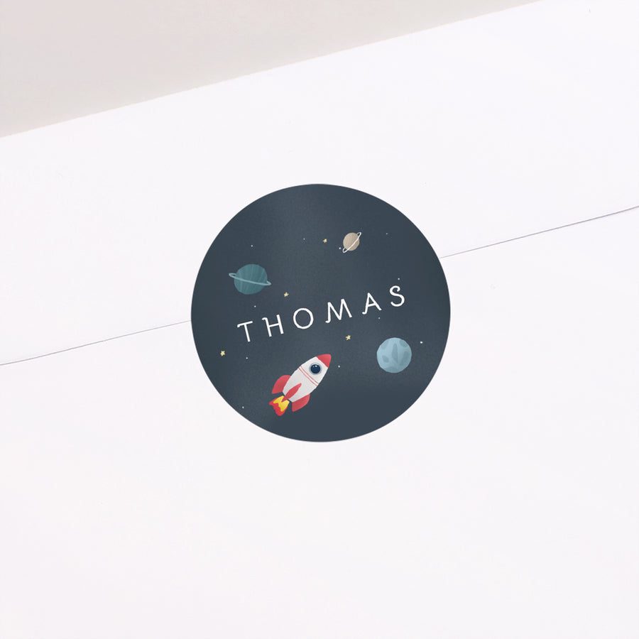 Sticker Anniversaire Enfant Rond Fusée photo