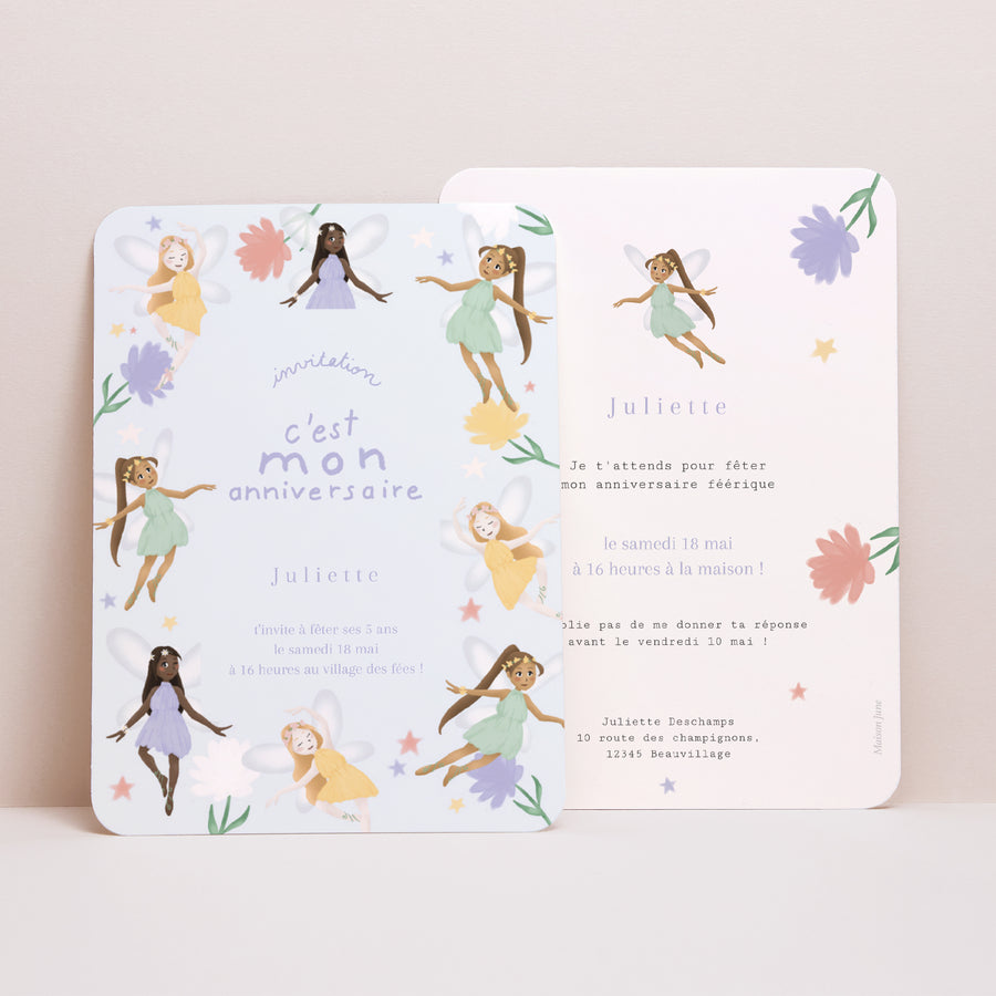 Invitations Anniversaire Enfant Portrait, bords arrondis Jolie Fée photo