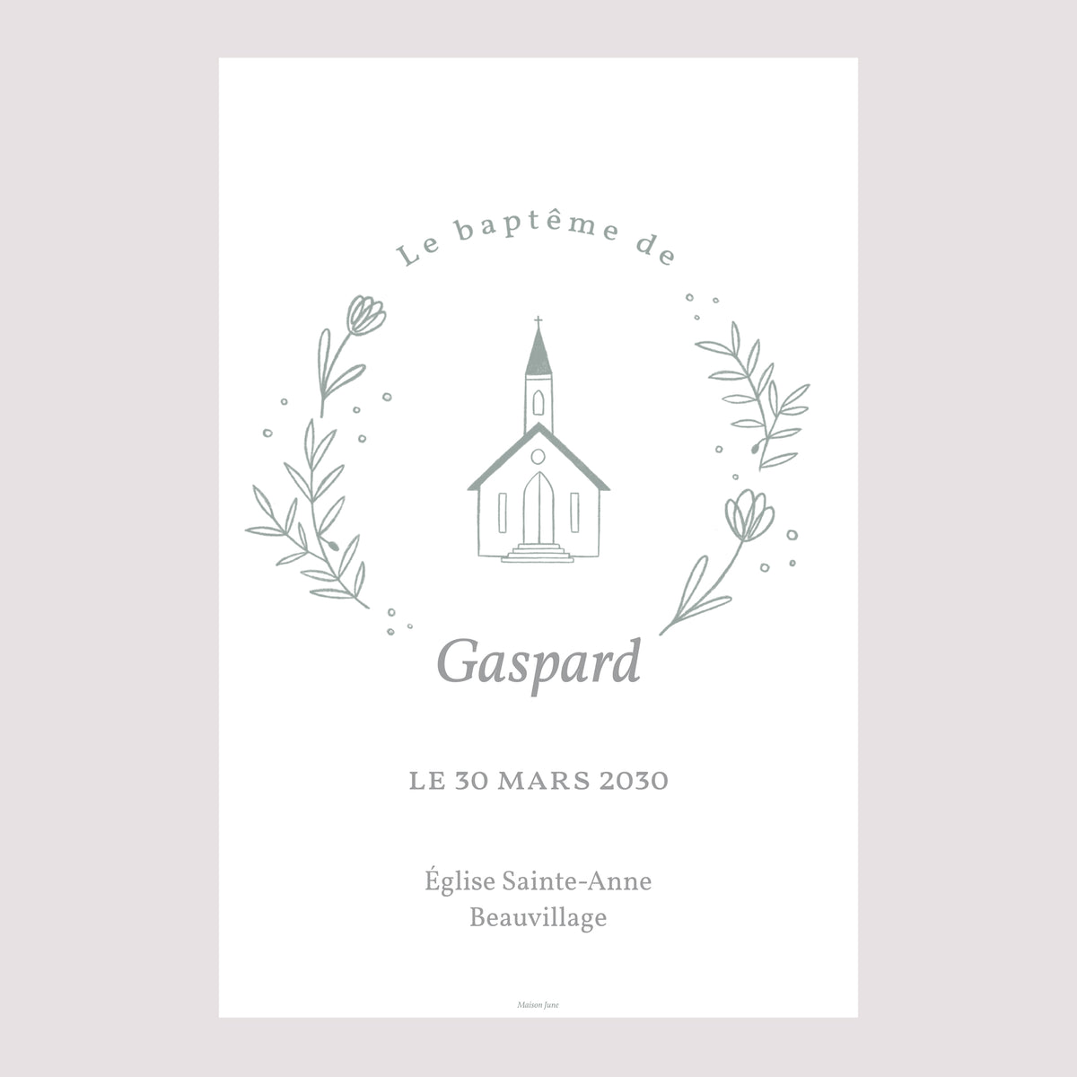 Panneau bienvenue Baptême Portrait 60 x 90 cm Eglise crayonnée photo N° 2