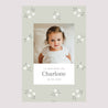 Panneau bienvenue Baptême Portrait 60 x 90 cm Petites fleurs vert photo N° 2