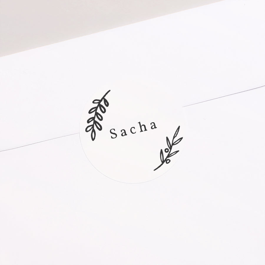 Sticker Baptême Rond Floral Doré & Motifs photo