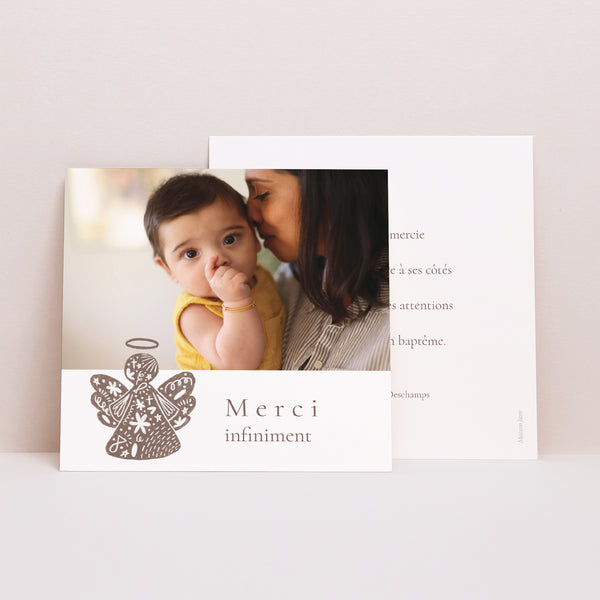 Remerciements Baptême Carré Angelot et chapelet photo
