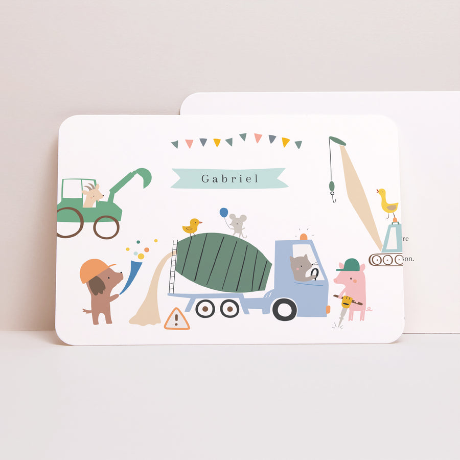 Invitations Anniversaire Enfant Paysage, bords arrondis Engins de Chantier photo