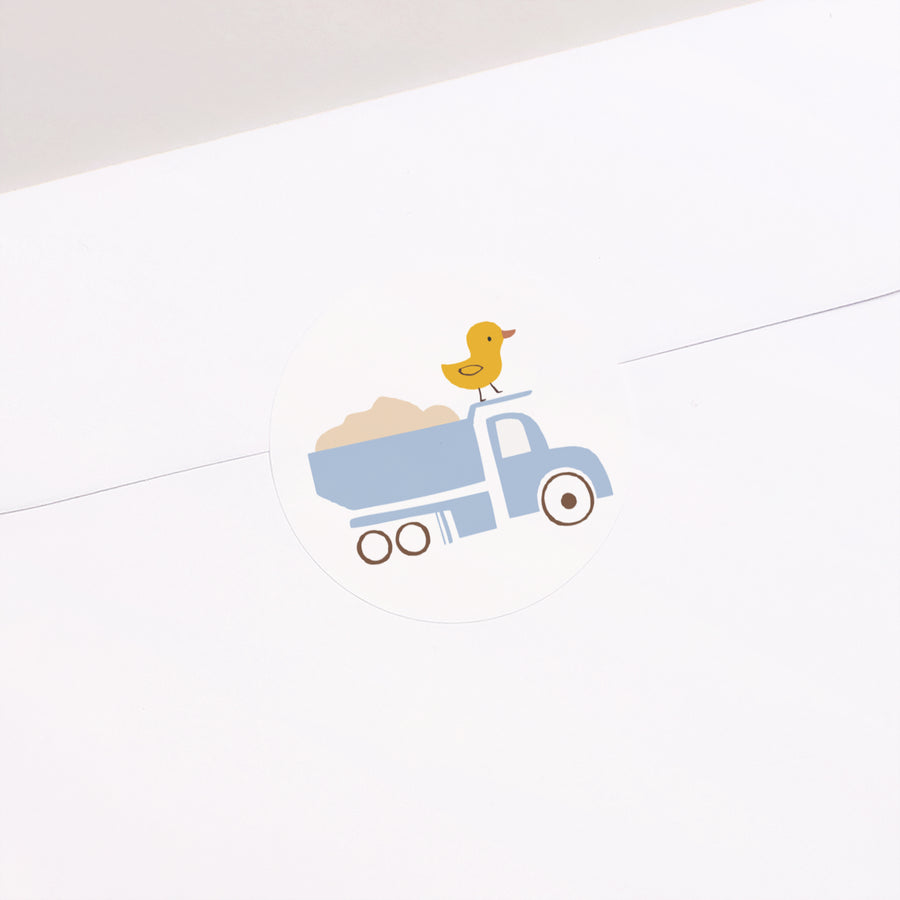 Sticker Anniversaire Enfant Rond Engins de Chantier photo