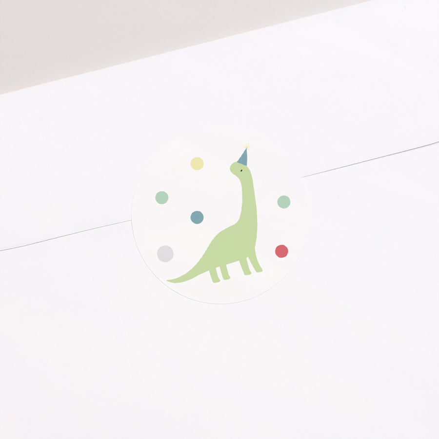 Sticker Anniversaire Enfant Rond La salsa du Dino photo