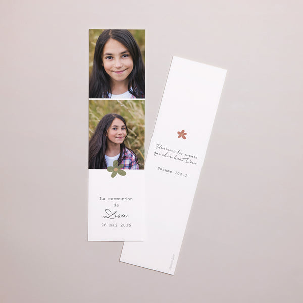 Marque-page Communion Marque-page Croix Latine Florale photo