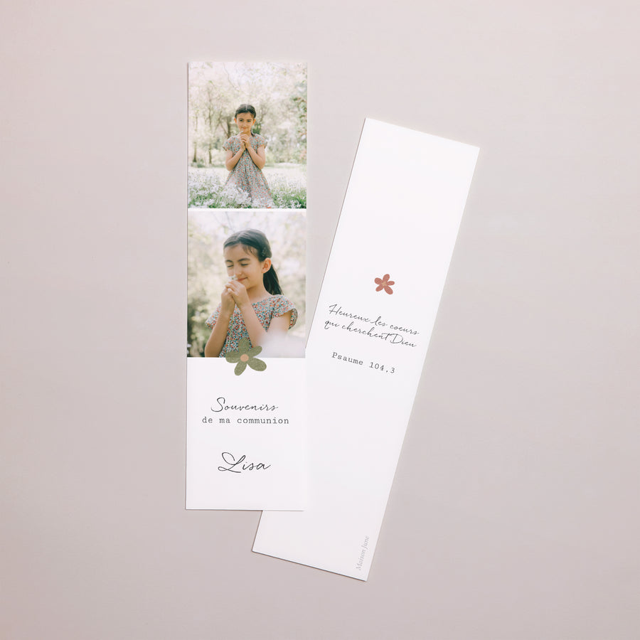 Marque-page Communion Marque-page Croix Latine Florale photo