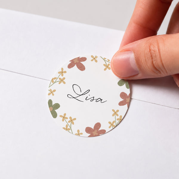Sticker Communion Rond Croix Latine Florale photo