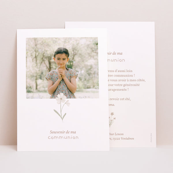 Remerciements Communion Portrait Diadème Fleurs Blanches photo