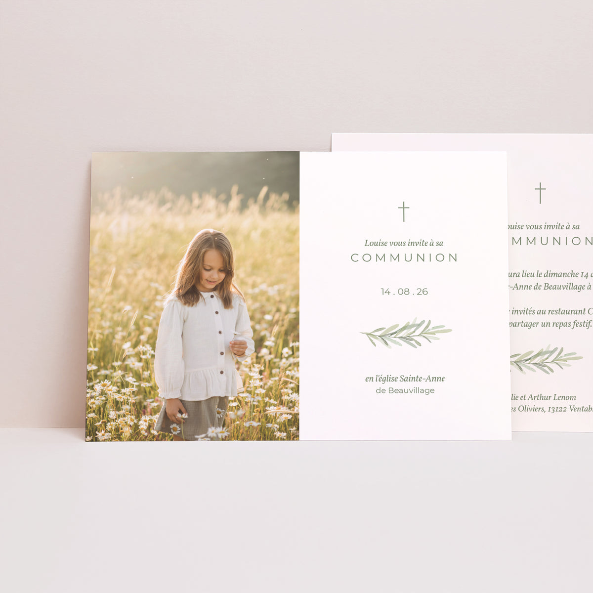 Faire-part Communion Paysage Brin d'Olivier photo