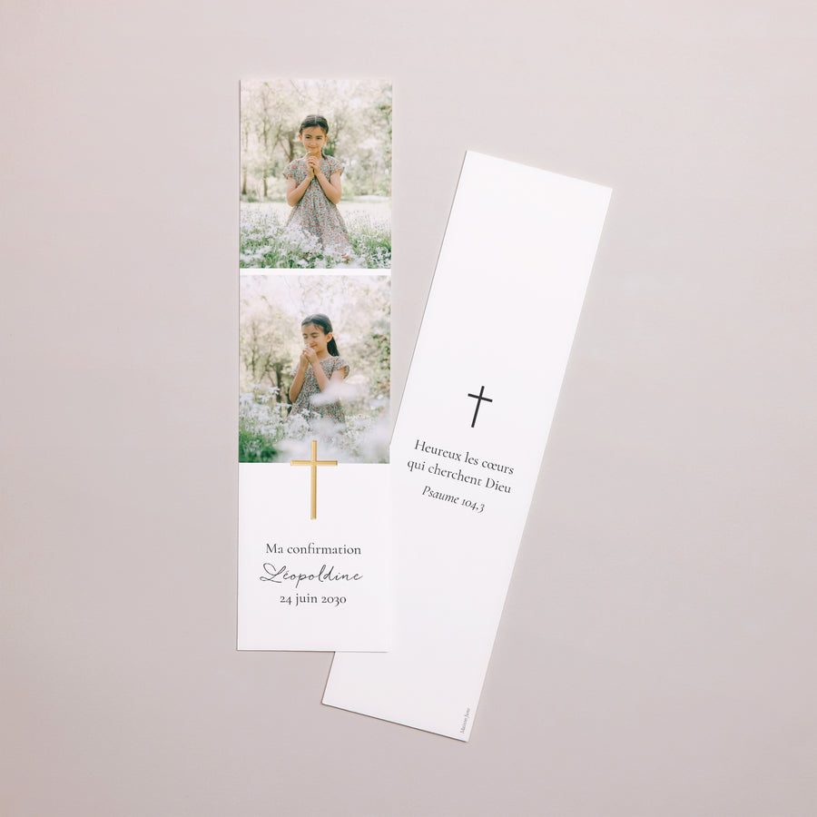 Marque-page Confirmation Marque-page Croix doré photo