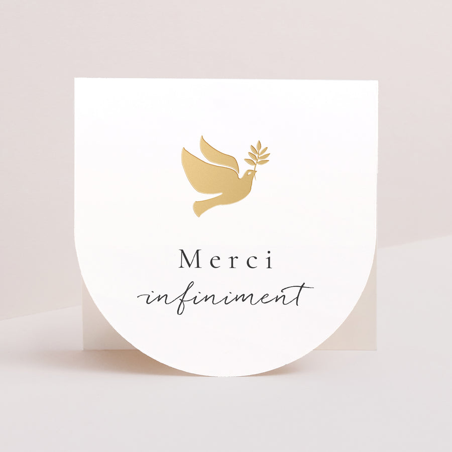 Remerciements Confirmation Carré double volet demi-lune Colombe et son rameau photo