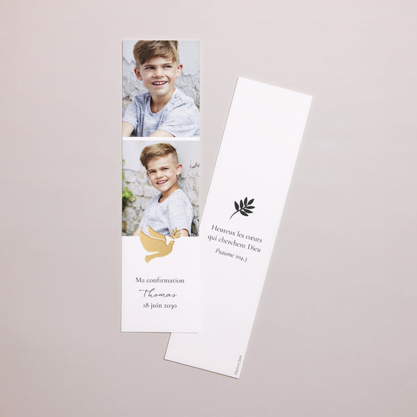 Marque-page Confirmation Marque-page Colombe et son rameau photo