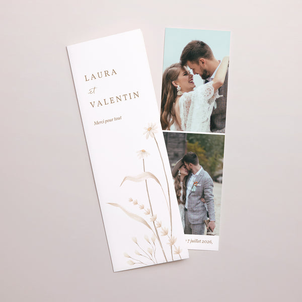 Remerciements Mariage Marque-page photo Fleurs sauvages photo