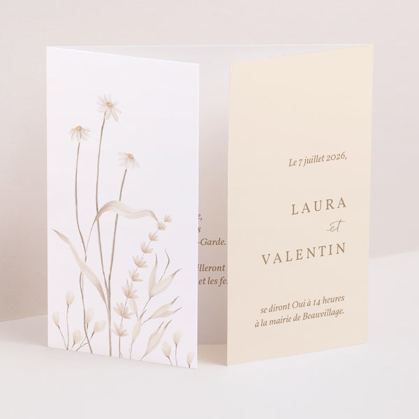 Faire-part Mariage Triptyque ouverture fenêtre Fleurs sauvages photo