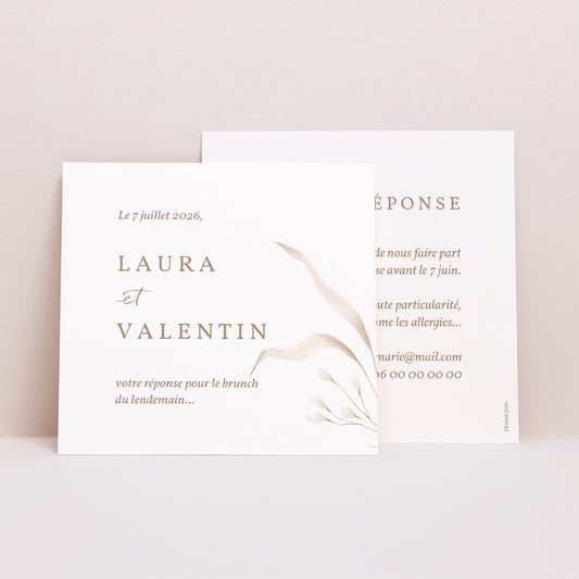 Carton réponse Mariage Carré Fleurs sauvages photo