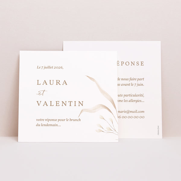 Carton réponse Mariage Carré Fleurs sauvages photo
