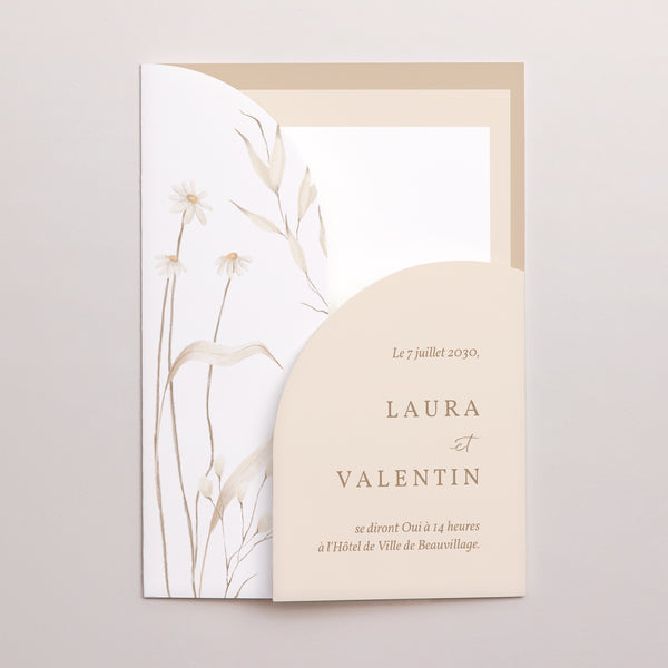 Faire-part Mariage Pochette 2 cartes Fleurs sauvages photo
