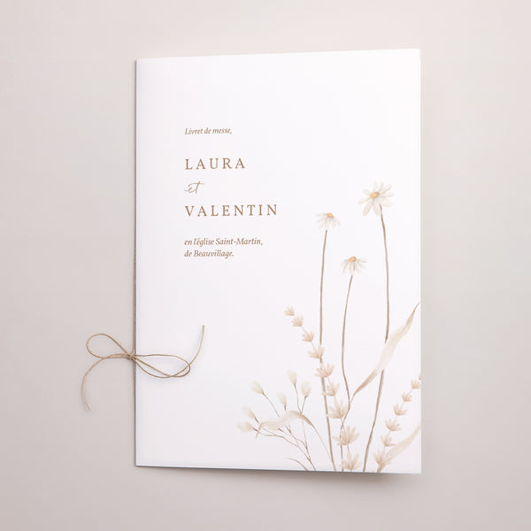 Livret de messe Mariage Double volet Fleurs sauvages photo