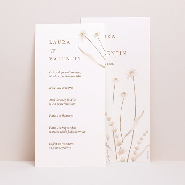 Menu Mariage Panoramique portrait Fleurs sauvages photo